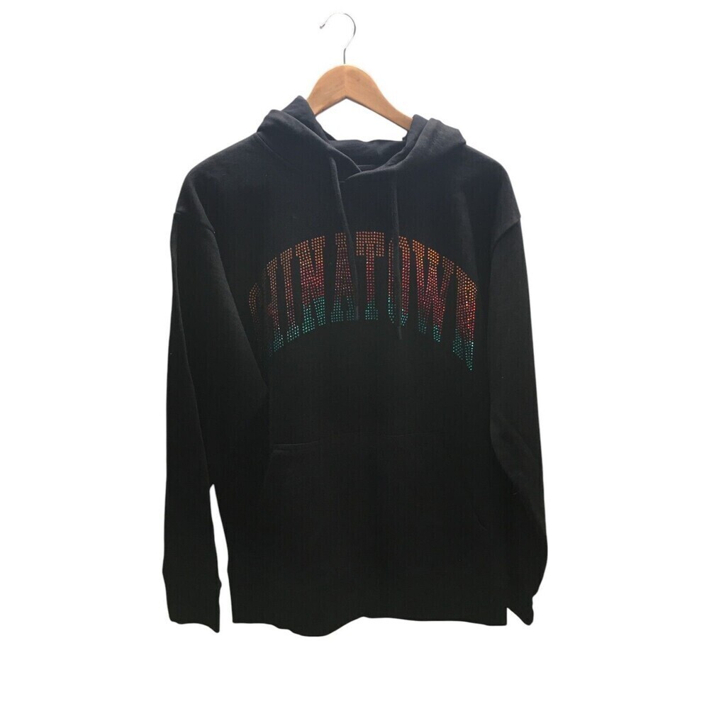 China Town Market Hoodie Sweatshirt Women's Size M Black Rhinestone Studded
